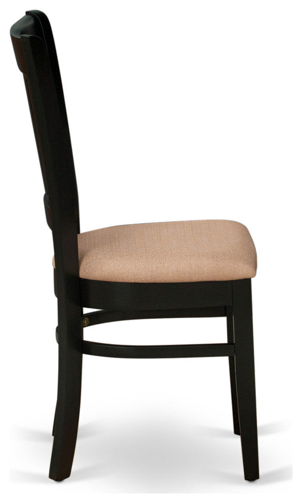 3Pc Dining Set 2 Dining Chair, Kitchen Table Seat, Slatted Chair Back Black