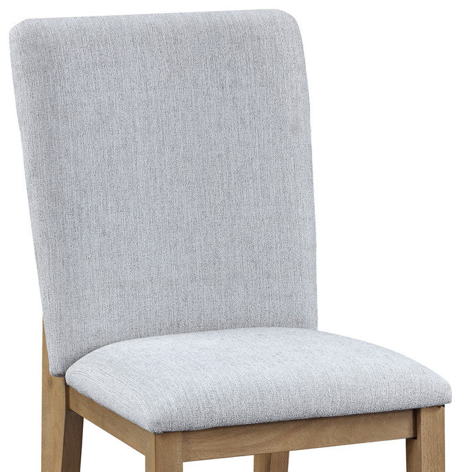 Delphine 5-Piece Round Oak Finish Dining Table Set With Gray Chairs