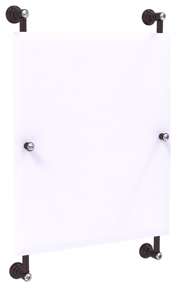 Carolina Crystal Frameless Rail Mounted Mirror, Antique Bronze