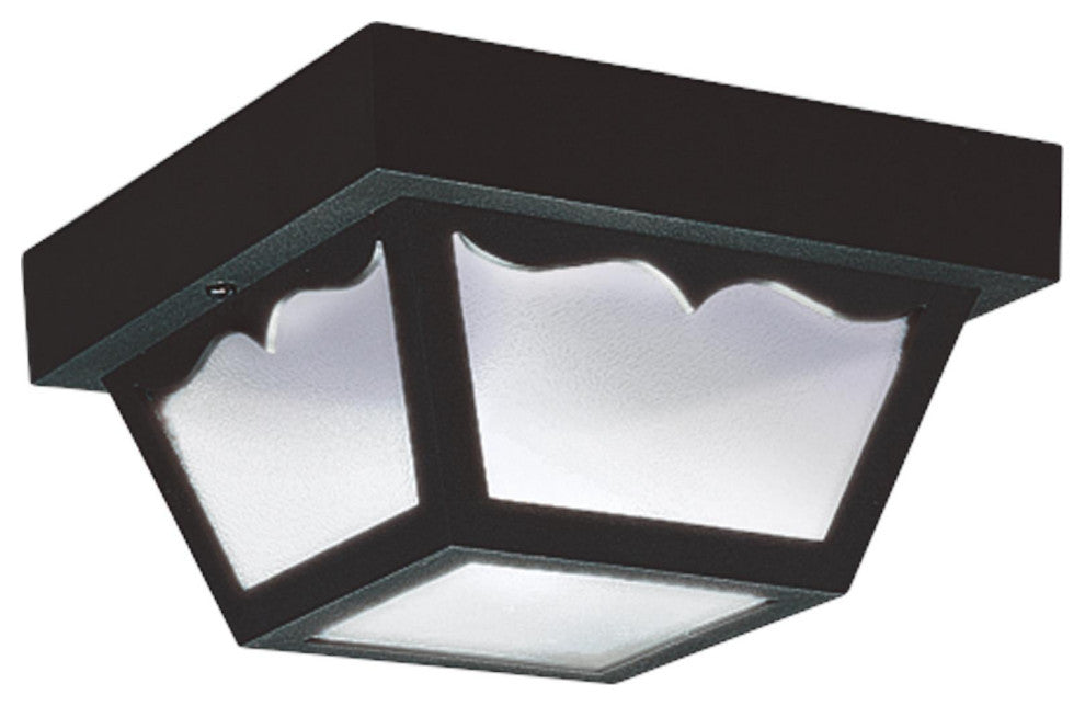 1-Light Outdoor Ceiling Flush Mount, Black