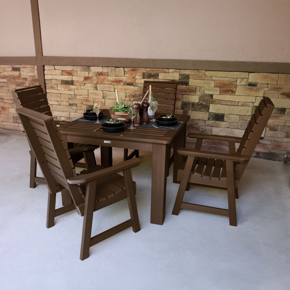 Weatherly 5-Piece Square Dining Set, Weathered Acorn