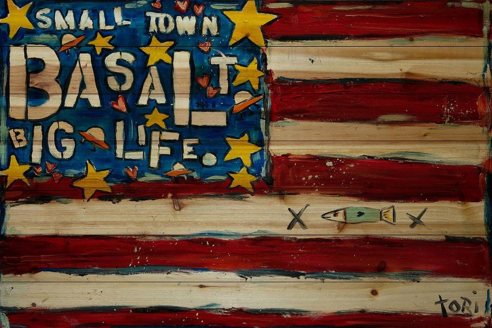 "Basalt Flag" Print on Natural Pine Wood by Tori Campisi Painting