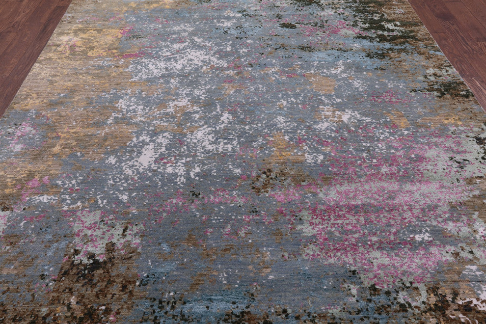 Abstract Handmade Wool and Silk Rug 8' 1" X 10' 1" Q6846