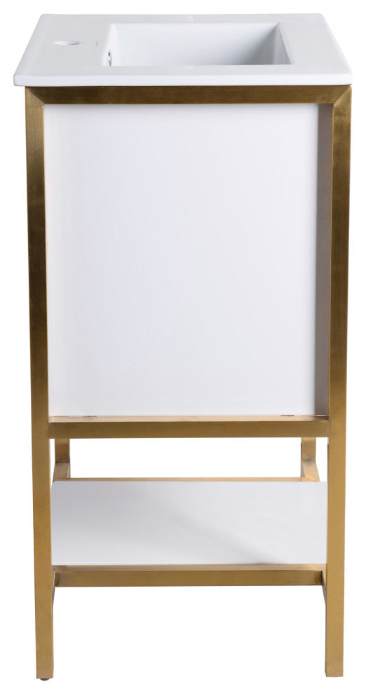 Marseille 24" Bathroom Vanity, White/Brushed Gold
