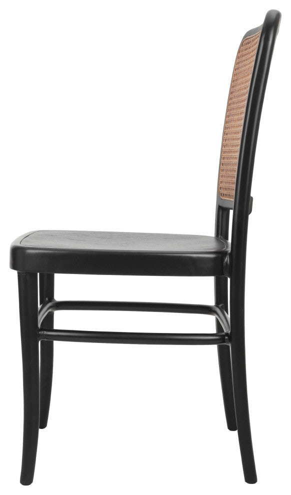 Sonora Rattan Dining Side Chair Wood Seat, Black/Natural