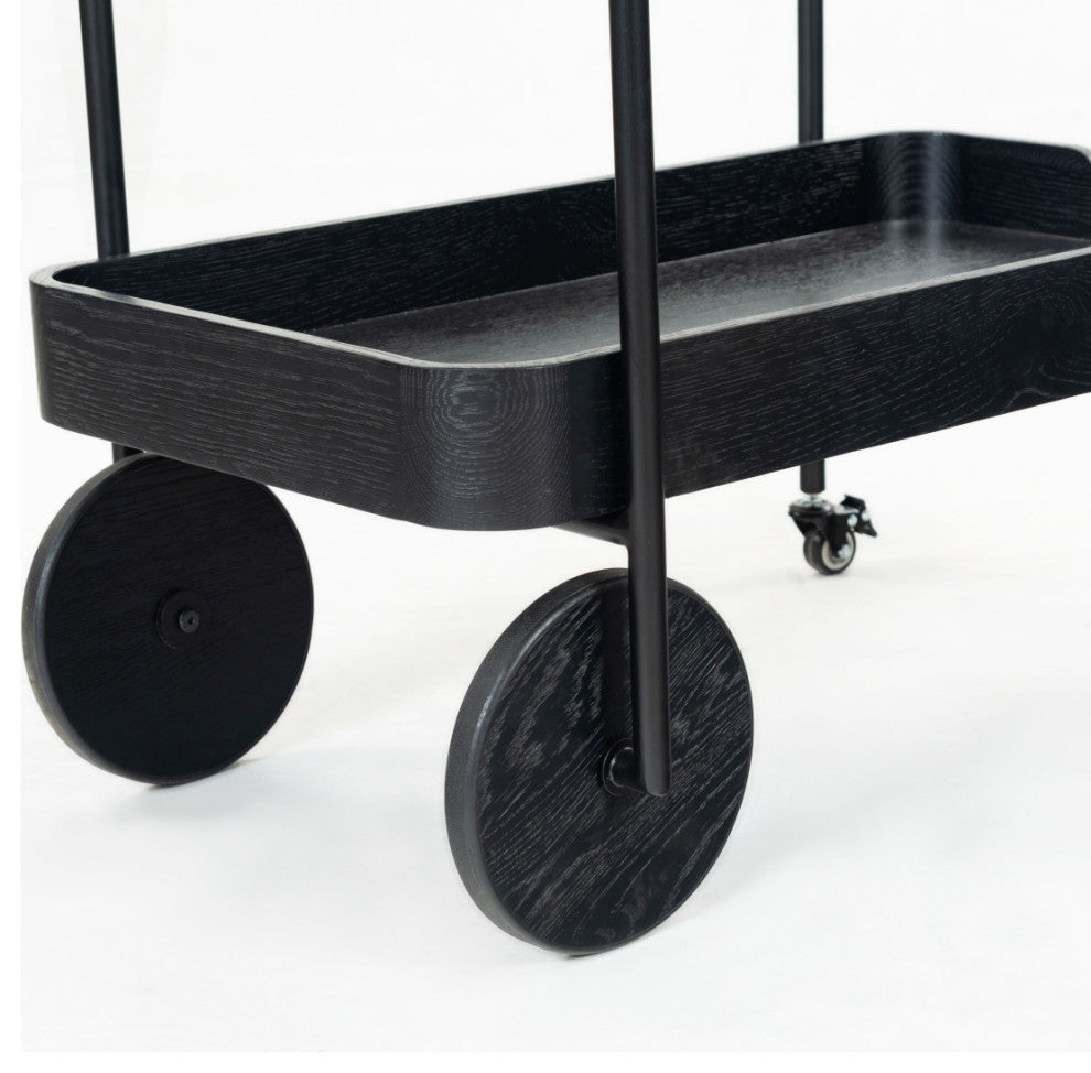 Safavieh Couture Malek Wood 2 Shelf Bar Cart, Black