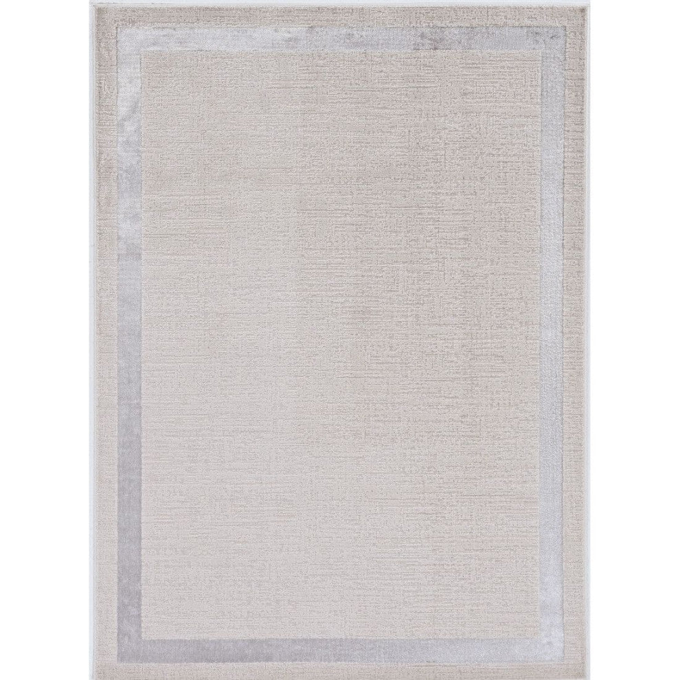 KAS Luna 7129 Ivory/Silver Border Area Rug, 9'10"x13'2"