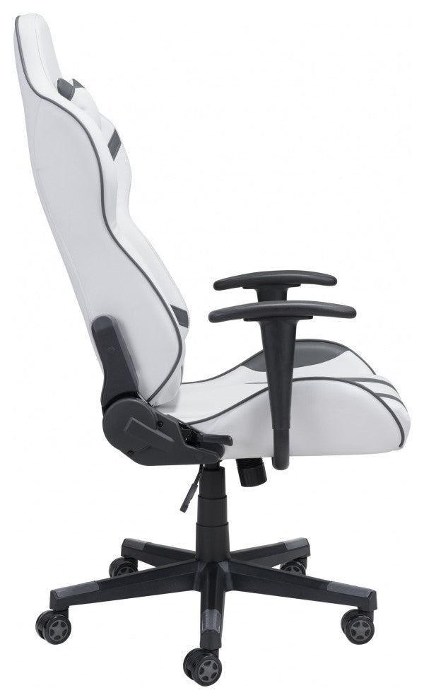 White and Gray Leather Gaming Chair