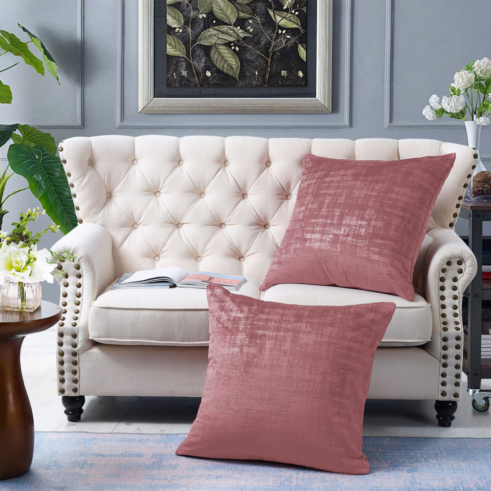 Velvet 2 Piece Euro Pillow Cover Set, Withered Rose, 2 Piece, 26"x26"