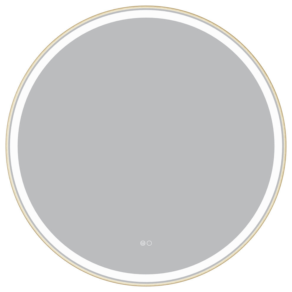 Round LED Bathroom Vanity Mirror, Defogger and Dimmer, ETL-listed, 28"x28", Brushed Gold