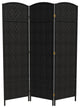 6' Tall Diamond Weave Fiber Room Divider, Black, 3 Panel