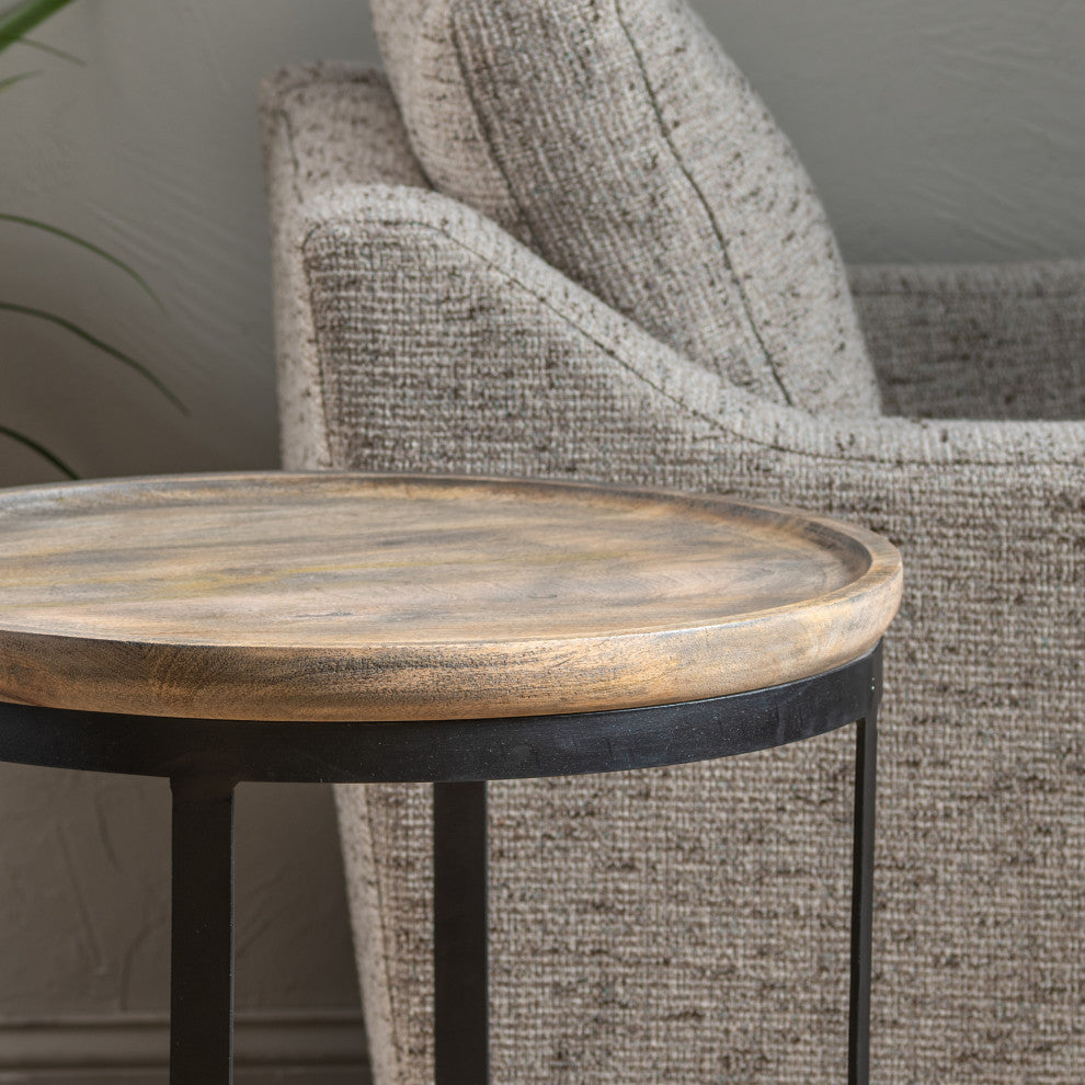 Bengal Manor Mango Wood and Metal Round End Table