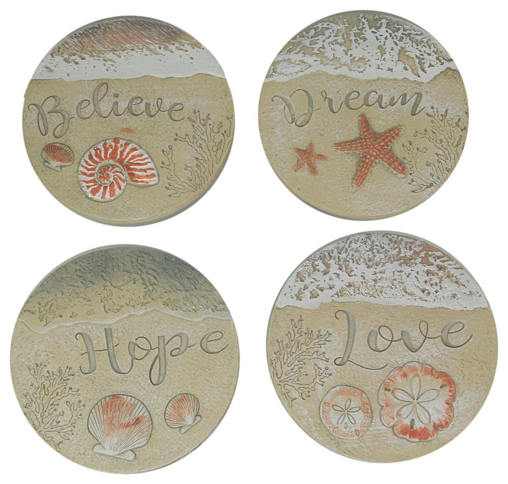 Coastal Beach Inspirational Garden Sculpture Decorative Wall Art Decor Set
