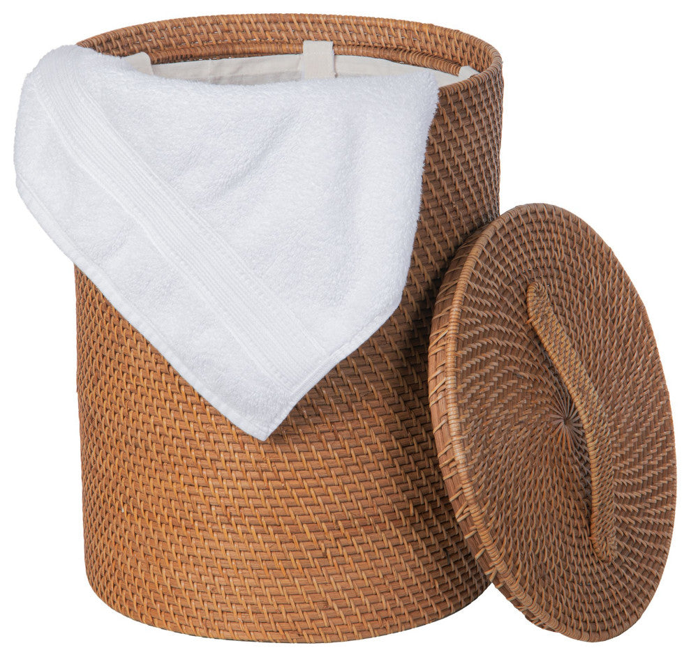 Loma Rattan Hamper with Liner, Apartment Size, Honey-Brown