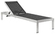 Silver Black Shore Outdoor Patio Aluminum Mesh Chaise