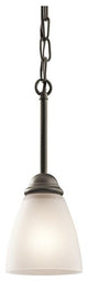 Transitional Jolie Mini Pendant, Olde Bronze With Satin Etched Glass