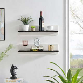 Danya B. Repose Display Photo Ledge Shelf Set of 2, White/Dark Walnut