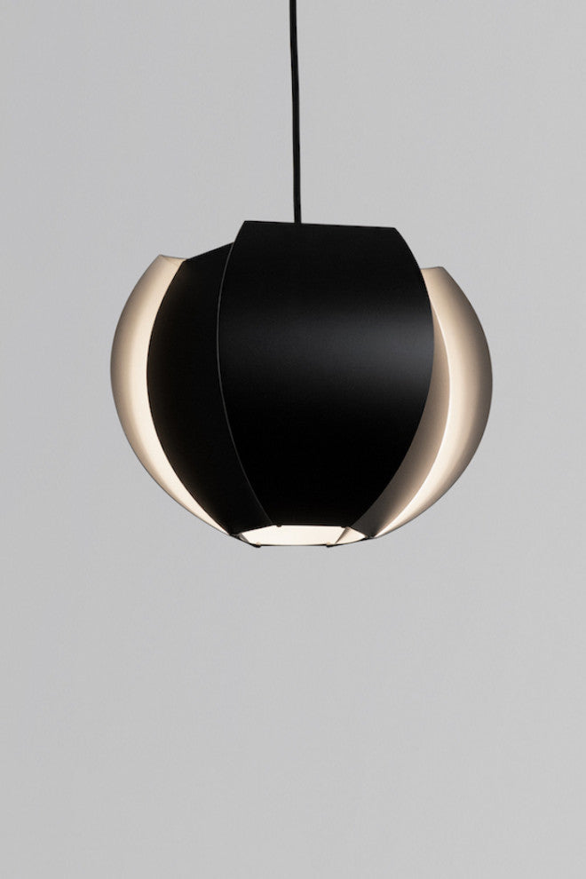 Veris 12 Pendant, Matte Black Exterior With Matte White Interior, 2700k Led