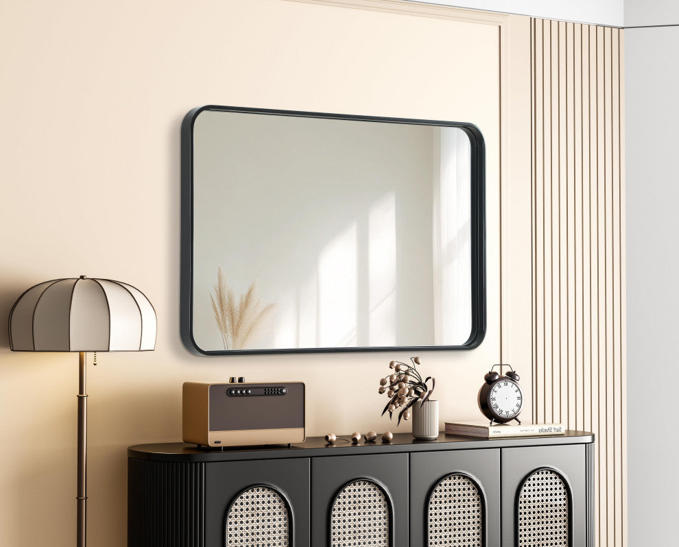 Home Living Contour Metal Rectangle Mirror 24x36, Black