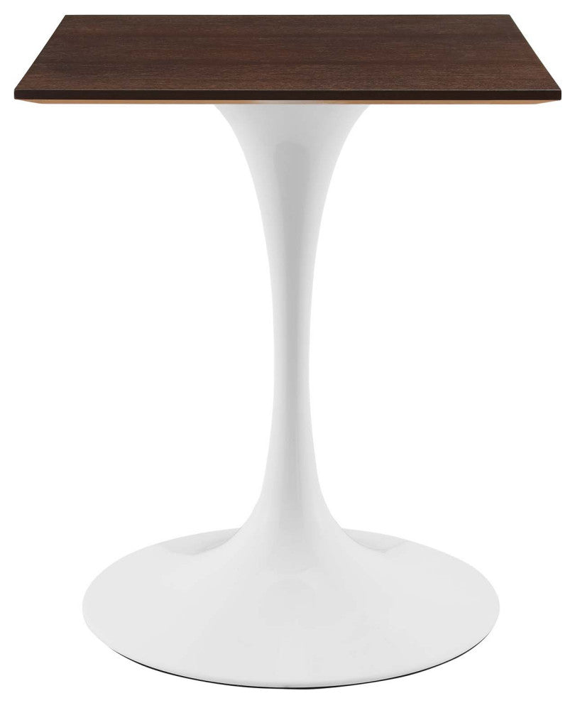 24" Dining Table, Square, White Walnut, Metal, Modern, Bistro Hospitality