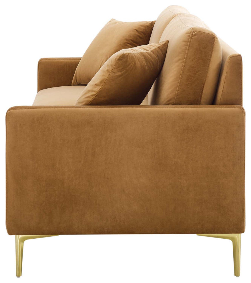 Sofa, Velvet, Brown, Modern, Living Lounge Room Hotel Lobby Hospitality
