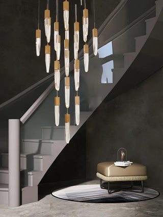 Black Multi-Tiered Linear Chandelier with Crystal Accents, Gold