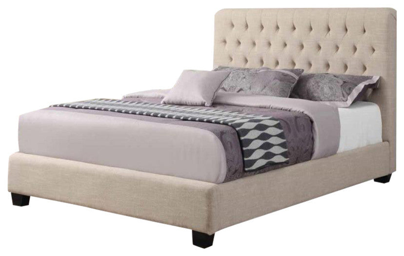 Coaster Chloe Upholstered Bed Queen, Cream 300007Q