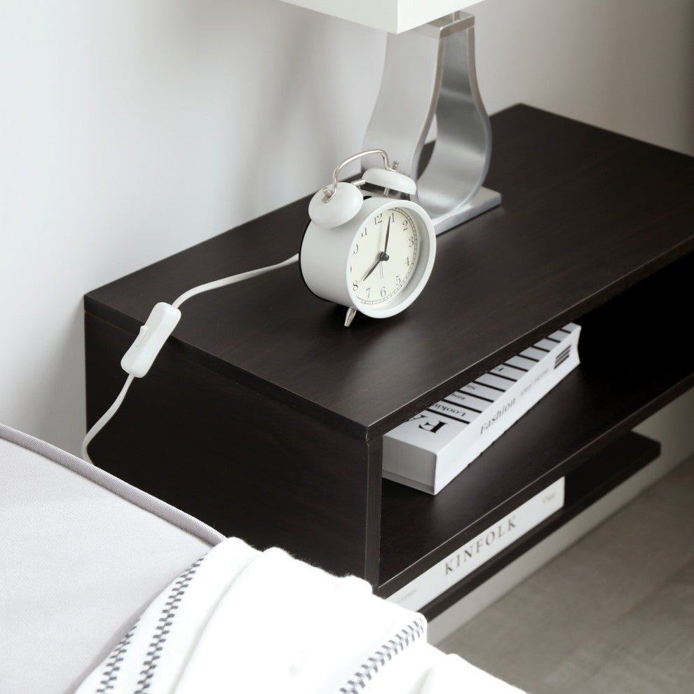 WELLAND 24" Wall Mounted Floating Nightstand, Espresso