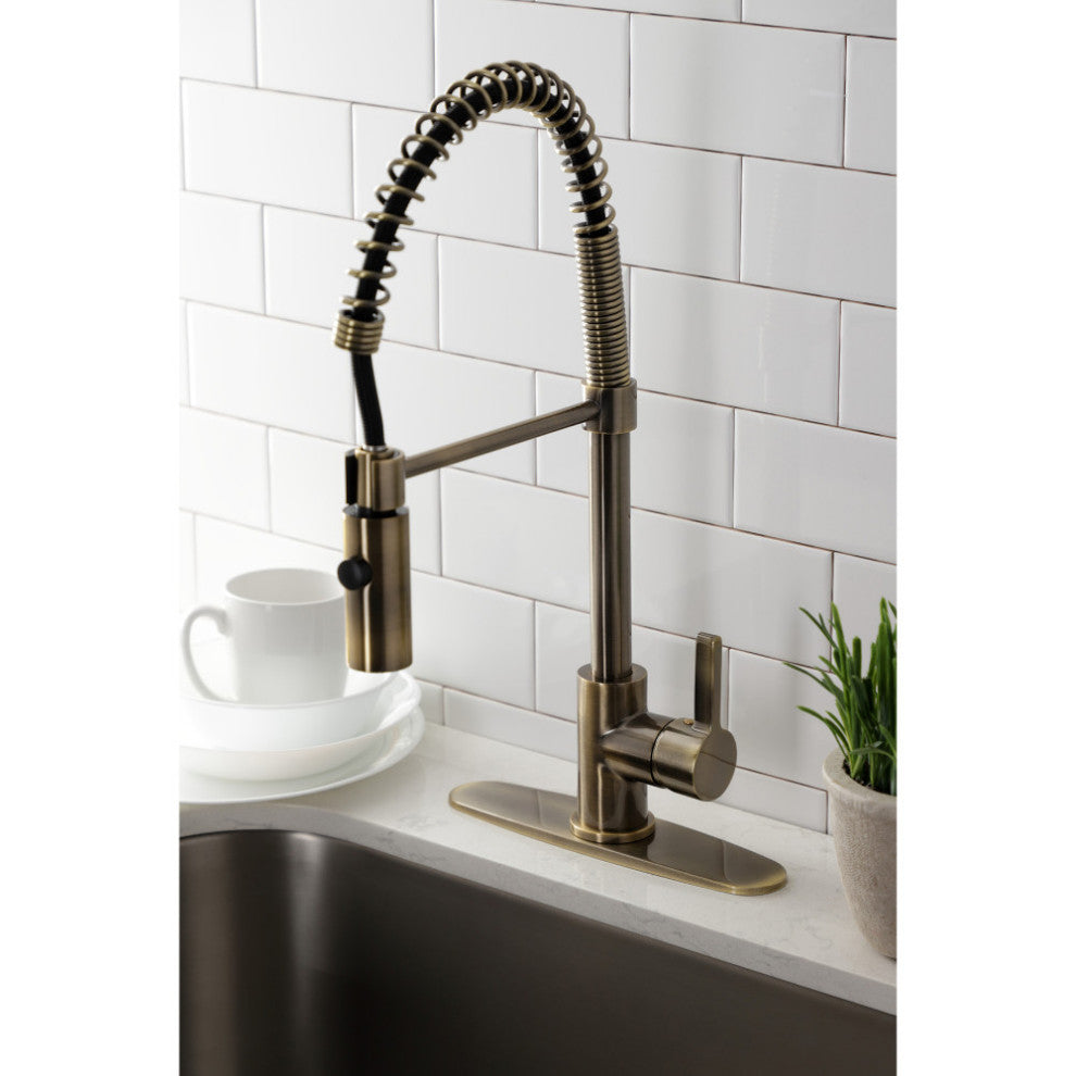 LS877CTLAB Continental Single-Handle Pre-Rinse Kitchen Faucet, Antique Brass