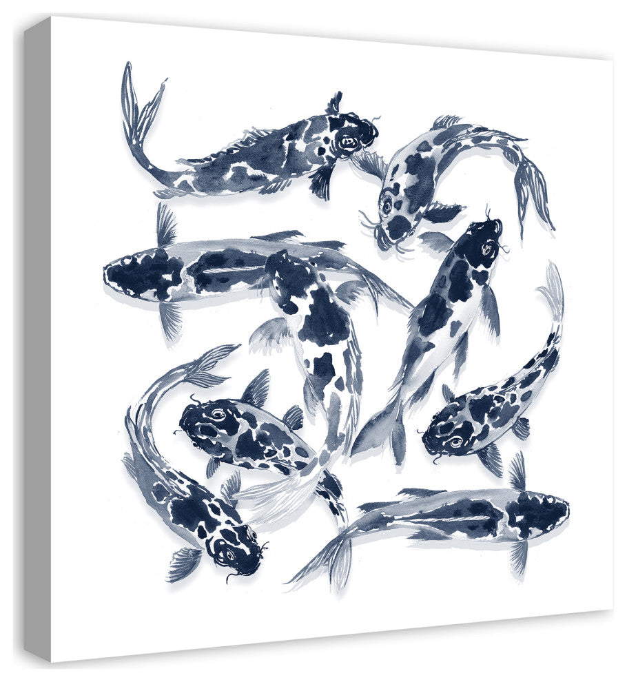 Navy Koi 24 x 24 Canvas Wall Art