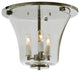 Three Light Greenwich Flush Mount Bell Lantern, Polished Nickel