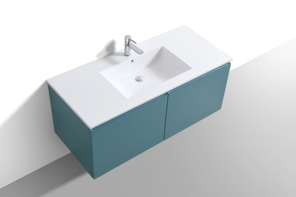 Balli 48'''' Single Sink Wall Mount Modern Bathroom Vanity, Teal Green