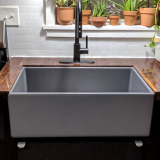 Austen Matte Gray Fireclay 30" Single Bowl Farmhouse Undermount Kitchen Sink