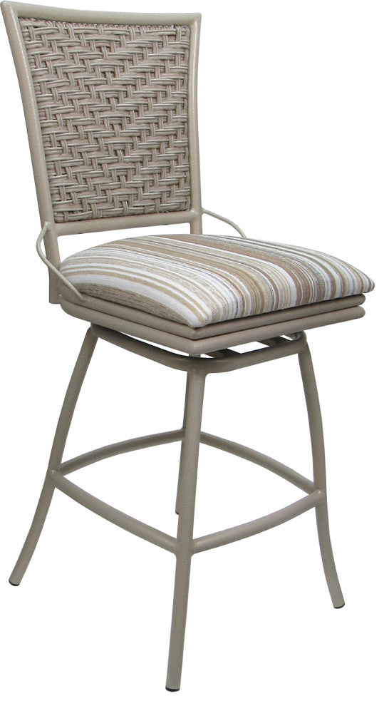 Outdoor Patio Swivel Counter Bar Stool Extra Tall without Arms - Erin, Driftwood Whitelinen - Beige, 26"