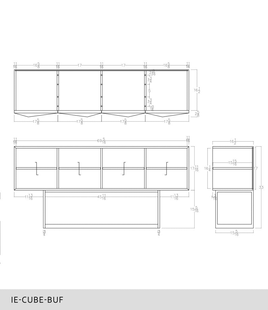 Cube Sideboard, High Gloss White, Stainless Steel