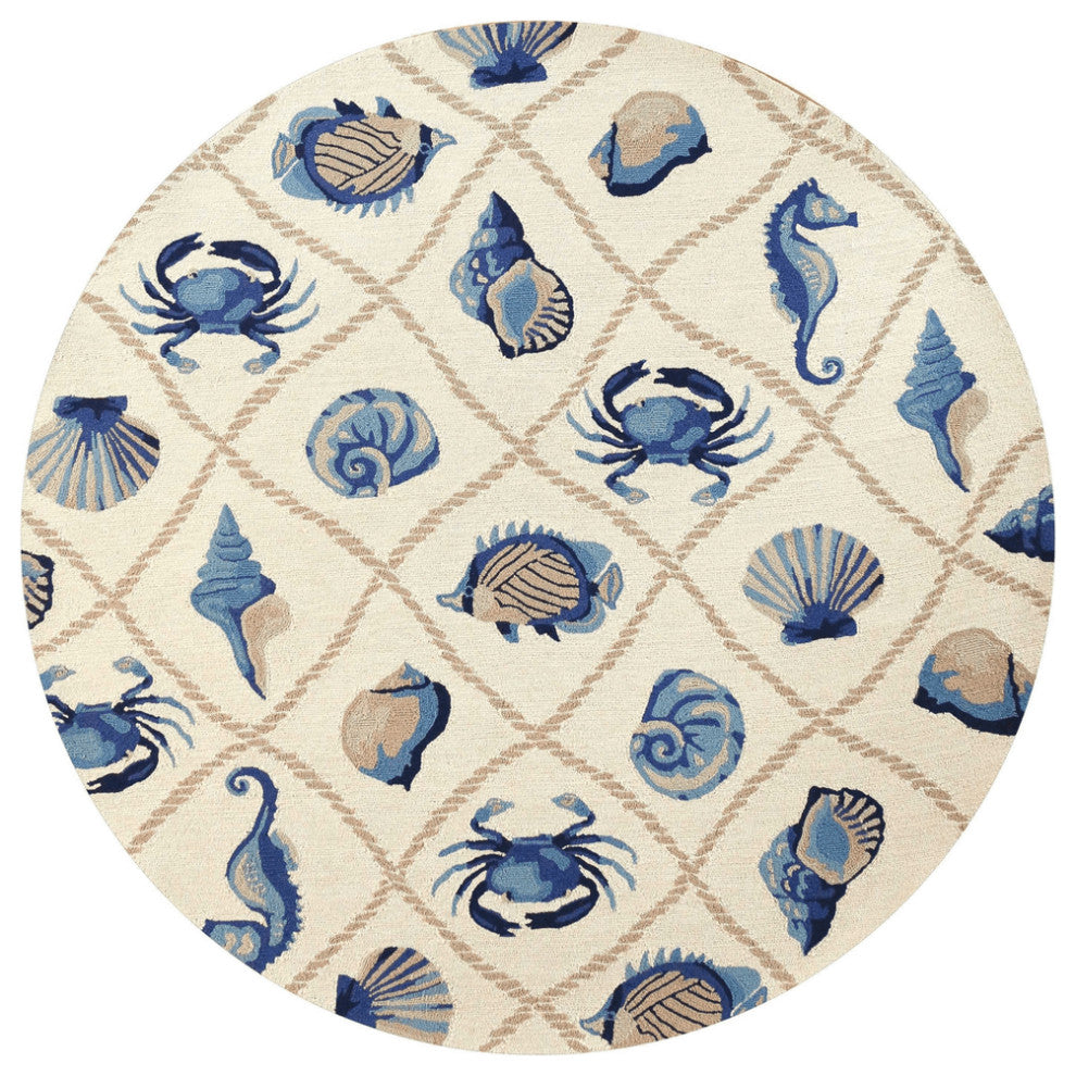 7' Round Uv Treated Polypropylene Sand Area Rug