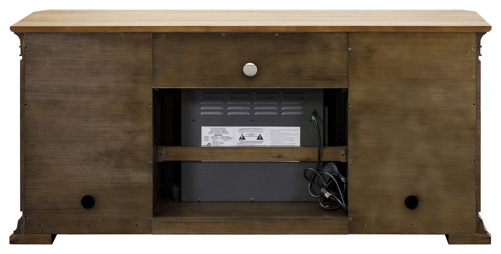 68" Fireplace Console Entertainment, Brown