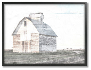 Rustic Bright White Barn in a Field Oversized Framed Giclee Art, 16"x20"