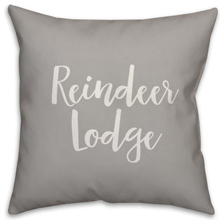 Reindeer Lodge, Gray 18x18 Throw Pillow