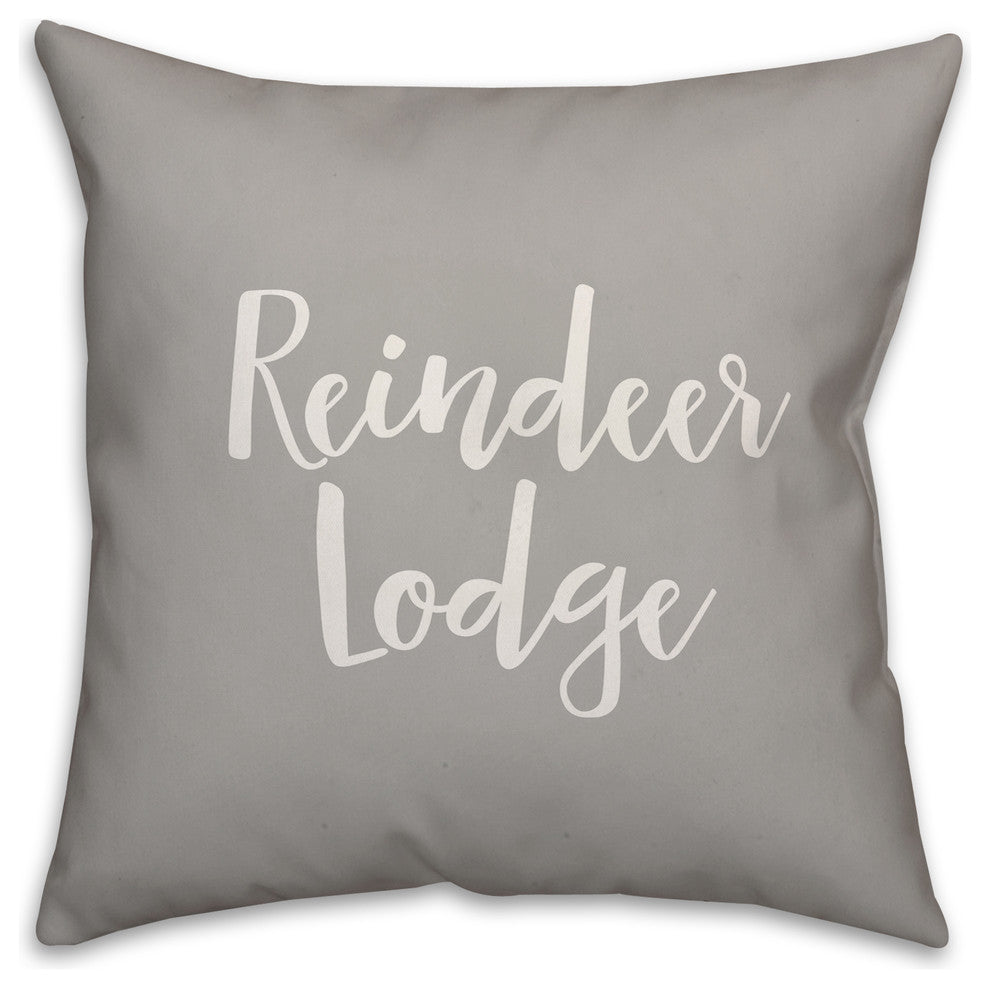 Reindeer Lodge, Gray 18x18 Throw Pillow
