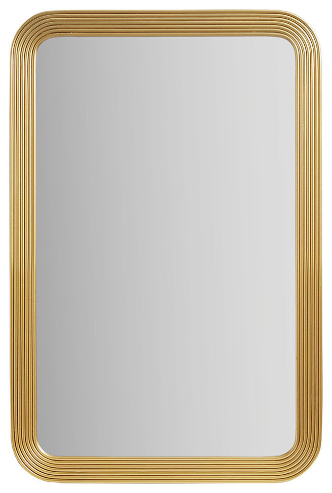 Madison Park Aurelia Rounded Rectangle Fluted Wall Mirror, Gold