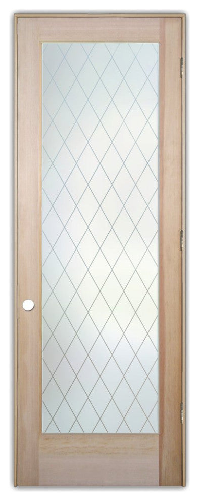Interior Prehung Door or Interior Slab Door - Diamond Grid - Douglas Fir...