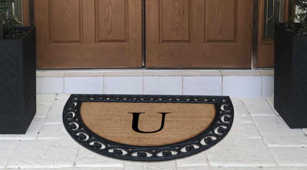 A1HC Half Round 30"x48" Double Door Monogrammed Doormat, U