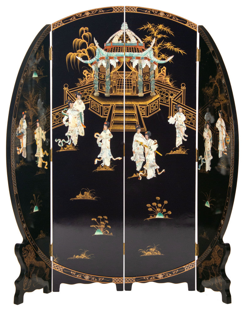 6' Tall Black Lacquer Round Room, Royal Ladies