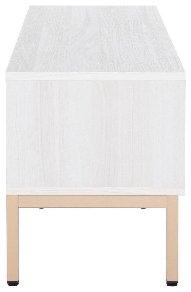 Safavieh Lylia 1 Door Media Stand, Bleached White/Gold