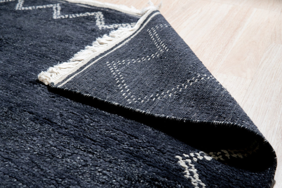 EORC Charcoal Hand Knotted Wool Moroccan Berber Moroccan Rug 8'x10'