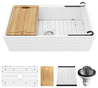 Karran 33 in. Single Bowl Workstation Fireclay Sink with Reversible Apron, White