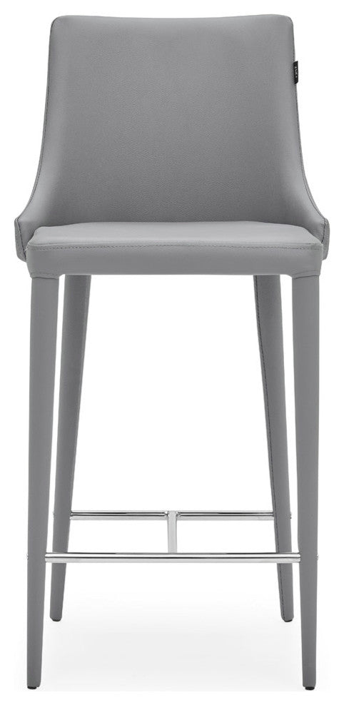 Jillian Gray Leatherette Counter Stool with Stainless Steel Base