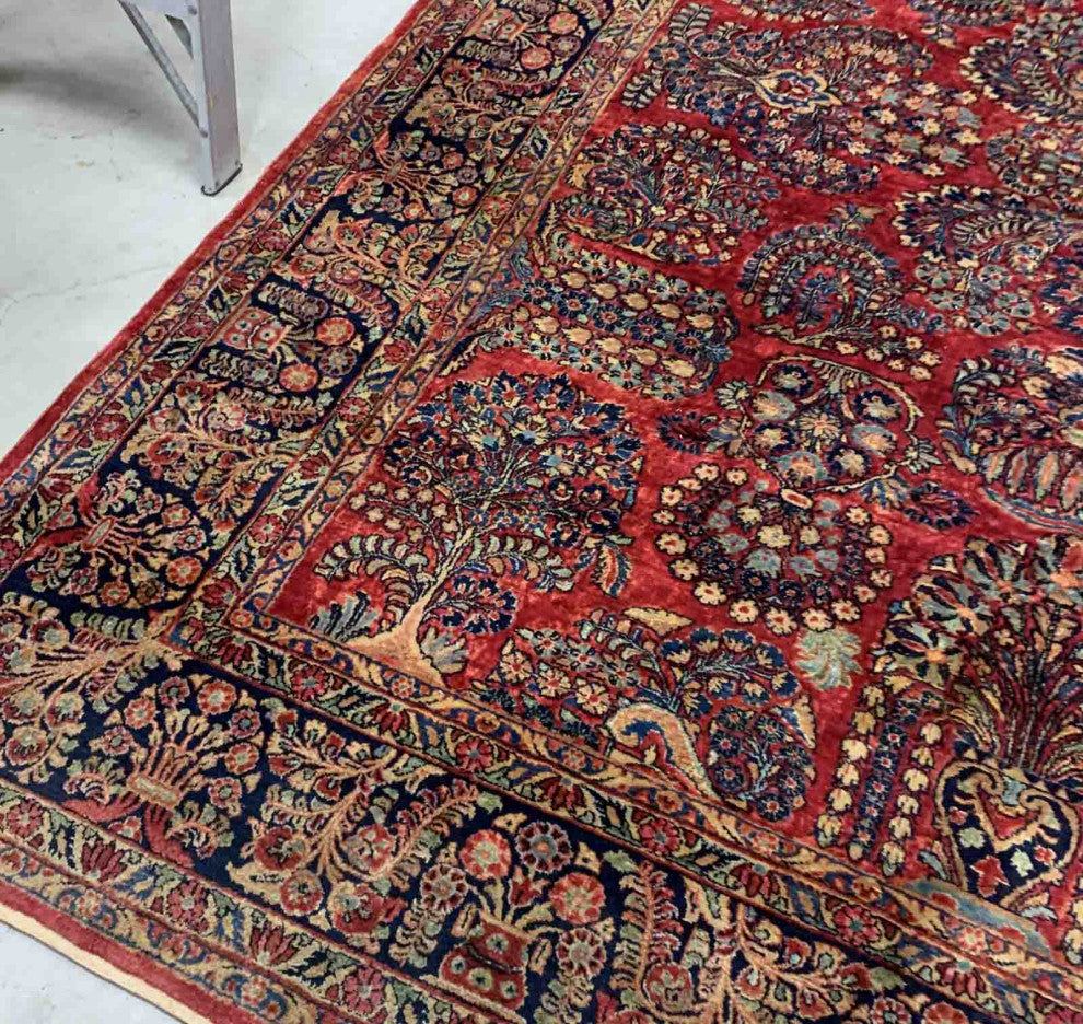 Handmade Antique Persian Sarouk Rug, 9.1'x11.6', 277cmx353cm 1920s