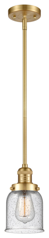 Small Bell 1 Light Mini Pendant, Satin Gold, Seedy